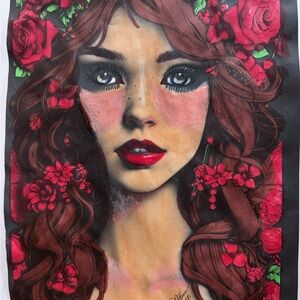 Artistic Portrait with Red Roses